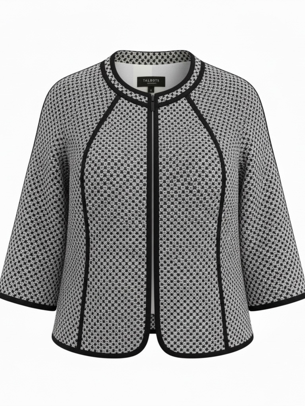NWT Talbots Lace Cotton Jacket Cape in Black and White - size 8 - cardigan
